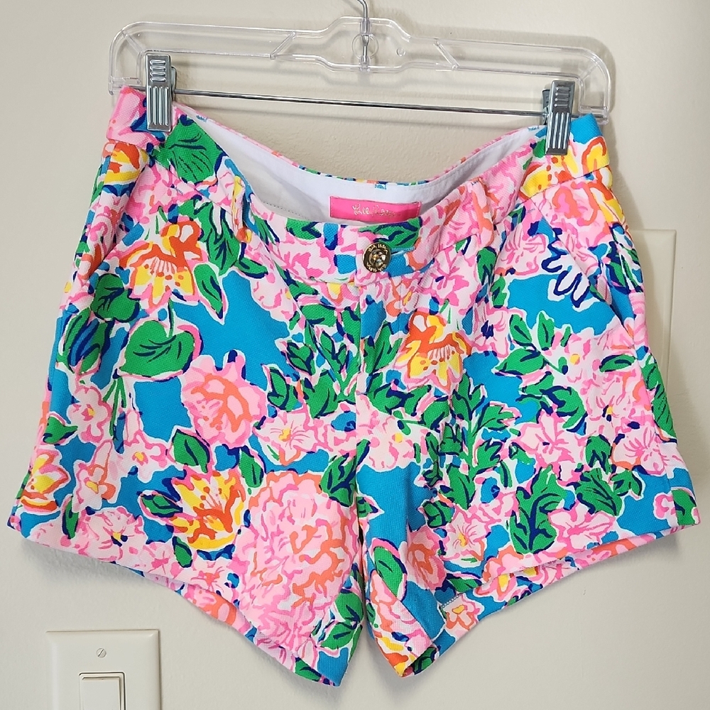 Lilly Pulitzer Blue and Pink Floral High Waist Shorts